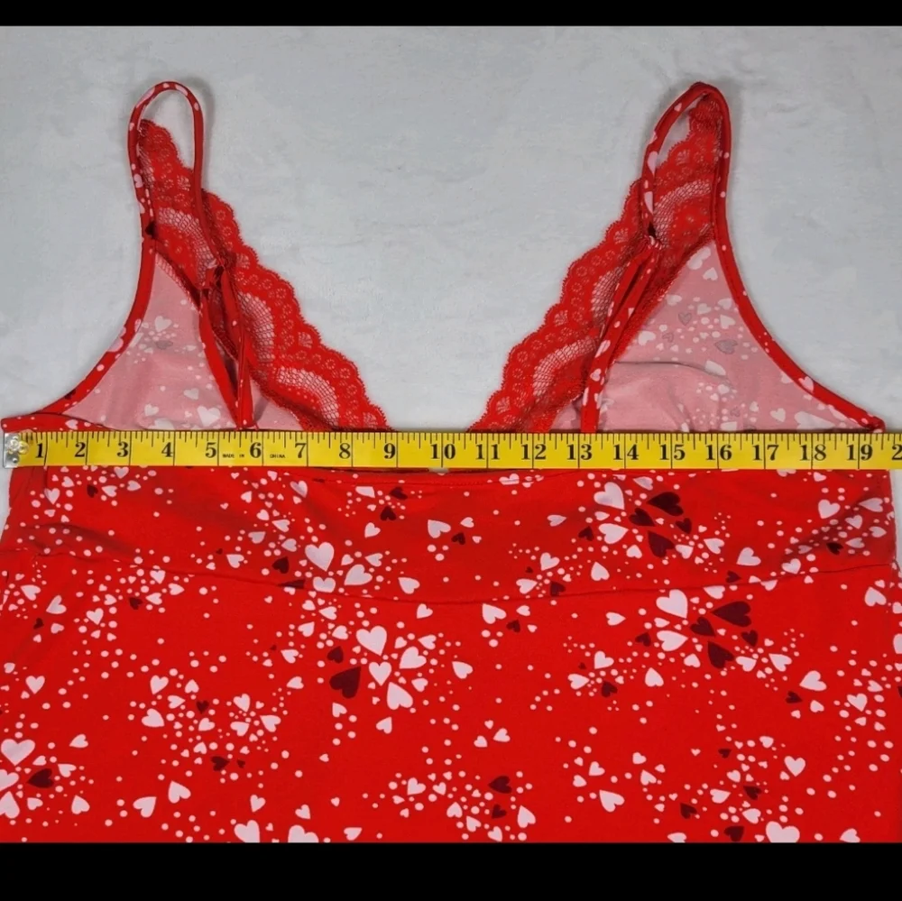 Joyspun Womens Heart Holiday Lace Babydoll Night Dress Size XL Red White EUC - Picture 7 of 10